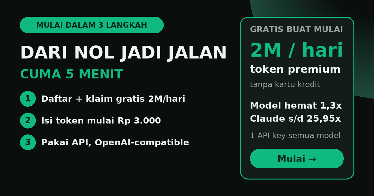 Mulai dalam 3 langkah — gratis  per hari, cuma 5 menit
